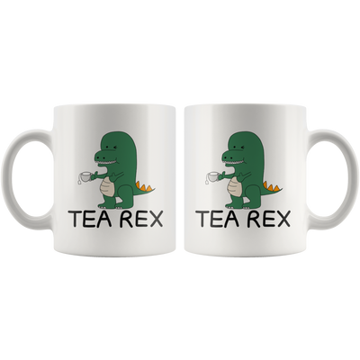 Tea Rex Ceramic Coffee Mug White 11 oz