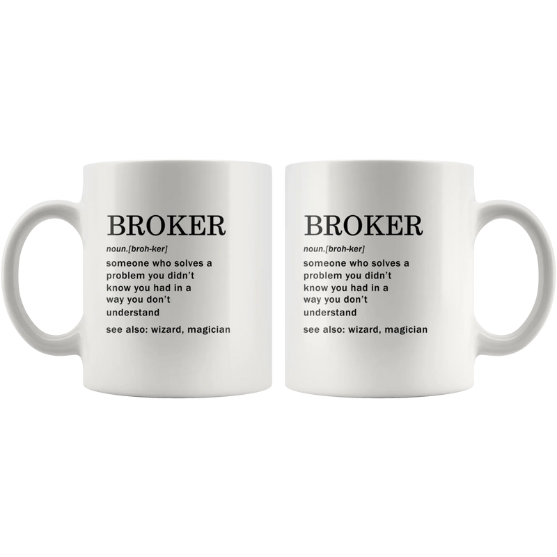 Broker Definition Mug For Real Estate Investor Coffee Cup 11oz - Panvola