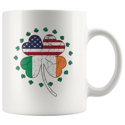 ST. Patrick's Day Gift Mug Lucky Clover Shamrock Coffee Mug American Irish Flag 11oz Novelty Cup