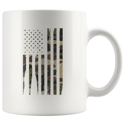Patriotic Gifts Camouflage American Flag Veteran Thank You Appreciation White Mug 11 oz