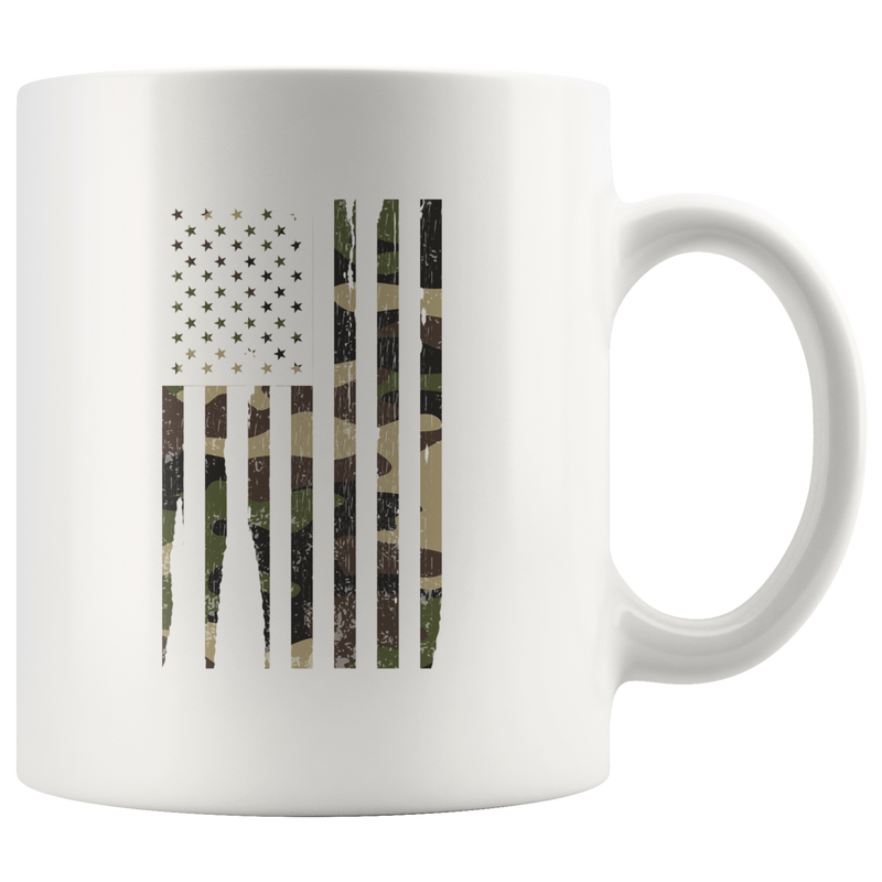 Patriotic Gifts Camouflage American Flag Veteran Thank You Appreciation White Mug 11 oz