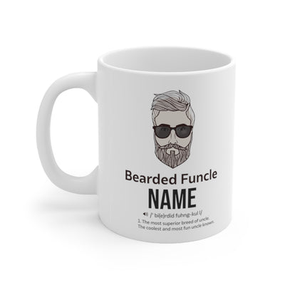 Customized Bearded Funcle Fun Uncle Beard Lover From Niece Nephew Ceramic Coffee Mug 11 oz White