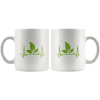 Plant Heartbeat Vegan Green Lover Vegetarian Theme Coffee Mug 11 oz