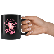 Pig Farmer Gift Just a Girl Who Love Pigs Funny Appreciation Black Coffee Mug 11 oz - Panvola