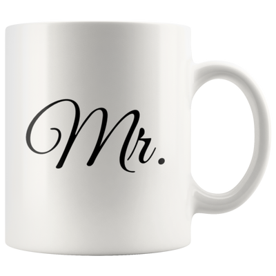 Mr. and Mrs. Couple Mug Valentines Wedding Gift Bride Groom  11 Oz White Coffee Cup