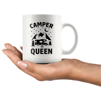Camper Queen Camping Lover Outdoor Activities Ceramic Coffee Mug 11 oz