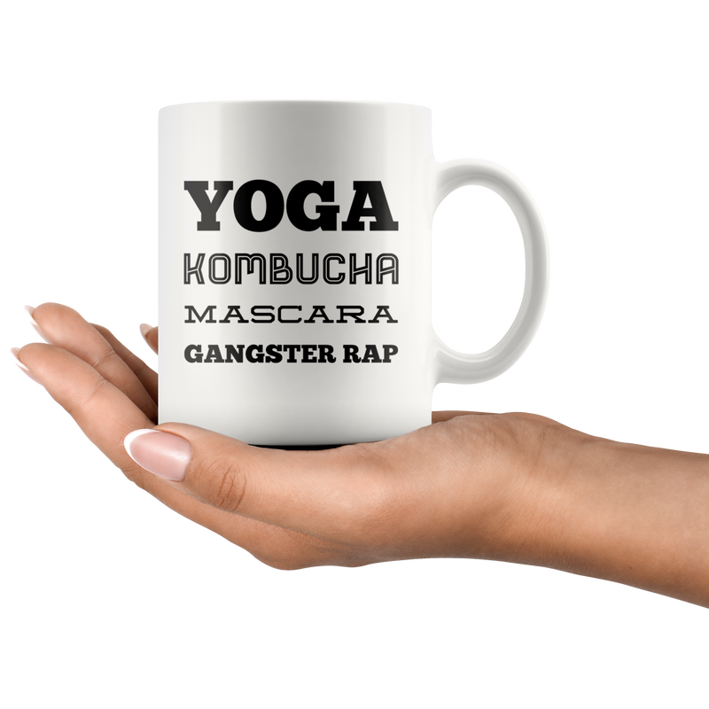 Yoga Lover Gifts - Yoga Kombucha Mascara Gangster Rap Coffee Mug 11 oz
