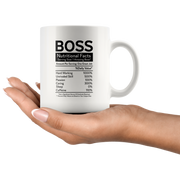 Boss Nutritional Facts Funny Profession Office Gift Coffee Mug 11 oz.