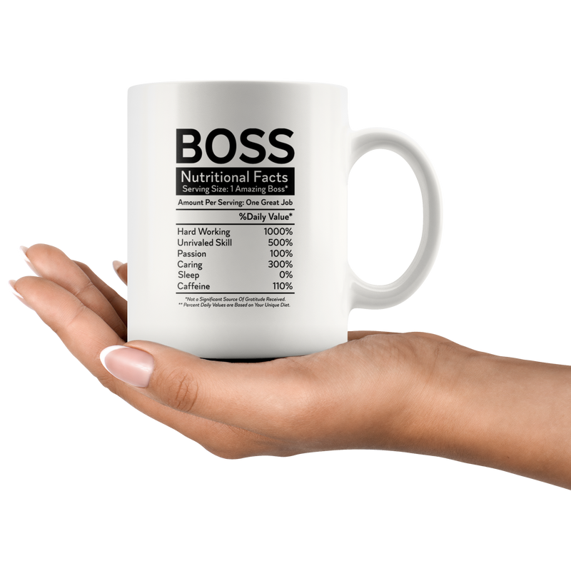 Boss Nutritional Facts Funny Profession Office Gift Coffee Mug 11 oz.