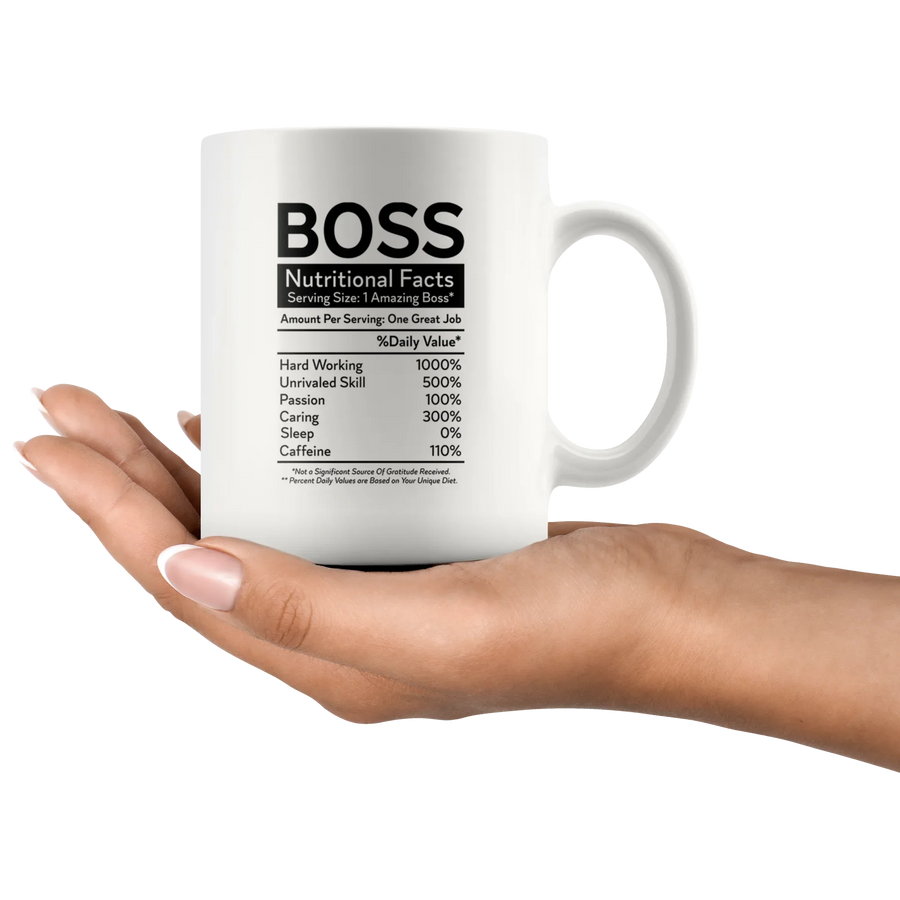 Boss Nutritional Facts Funny Profession Office Gift Coffee Mug 11 oz, image 2 of 4