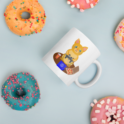 Gamer Cat Feline Game Lover Geek Gift Ceramic Coffee Mug 11 oz