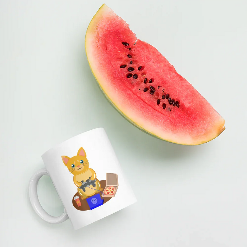 Gamer Cat Feline Game Lover Geek Gift Ceramic Coffee Mug 11 oz - Panvola