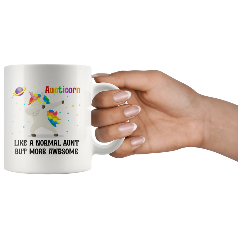 Aunticorn Like A Normal Aunt But More Awesome Ceramic Coffee Mug White 11 oz - Panvola