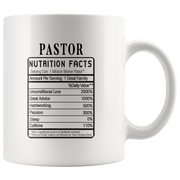 Pastor Nutrition Facts Label Funny Ceramic Coffee Mug 11 oz.