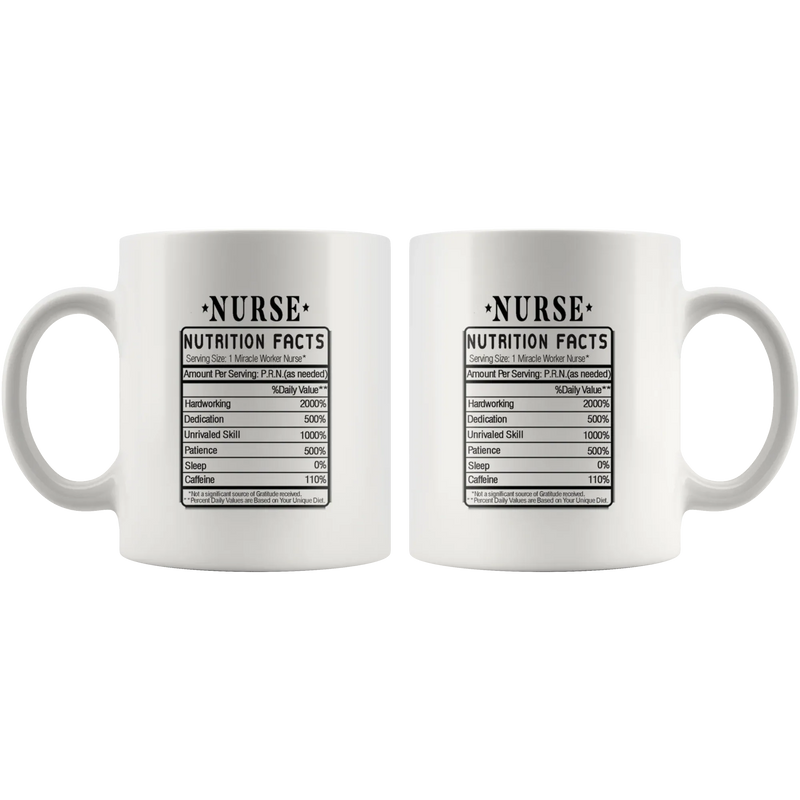 Nurse Nutrition Facts Label Funny Profession Ceramic Coffee Mug 11 oz - Panvola