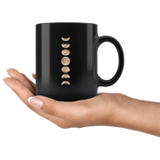 Phases Of The Moon Celestial Gift Idea Black Ceramic Coffee Mug 11 oz - Panvola