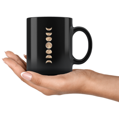 Phases Of The Moon Celestial Gift Idea Black Ceramic Coffee Mug 11 oz