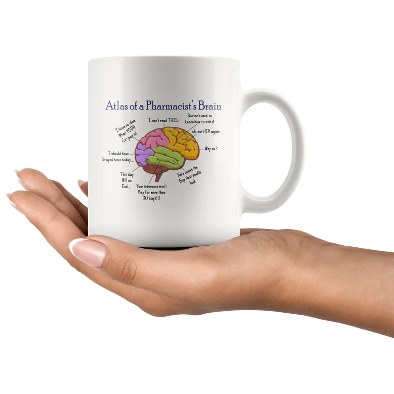 Atlas of A Pharmacist's Brain Coffee Mug 11 oz - Pharmacy Gift Mug - Panvola