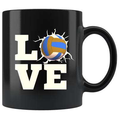 Love Volleyball Player Sports Inspiring Appreciation Black Coffee Mug 11 oz