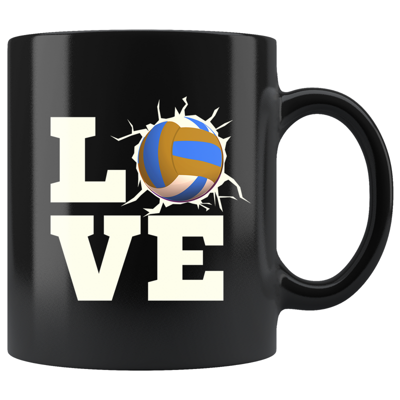Love Volleyball Player Sports Inspiring Appreciation Black Coffee Mug 11 oz