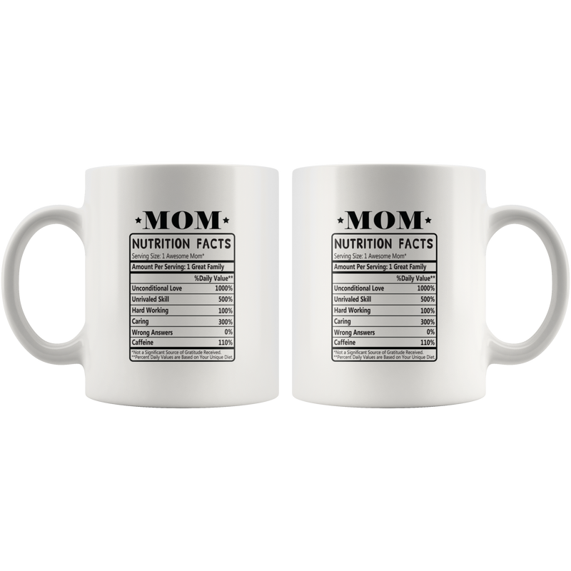 Mom Nutritional Facts Label Mug Mother's Day Funny Coffee Mug 11 oz.