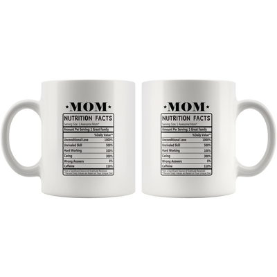 Mom Nutritional Facts Label Mug Mother's Day Funny Coffee Mug 11 oz