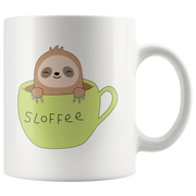 Sloth Gifts - Slofee Sloth Coffee Lover Spirit Animal Appreciation Gifts White Mug 11 oz - Panvola