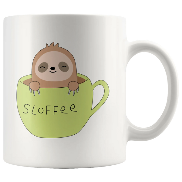 Sloth Gifts - Slofee Sloth Coffee Lover Spirit Animal Appreciation Gifts White Mug 11 oz