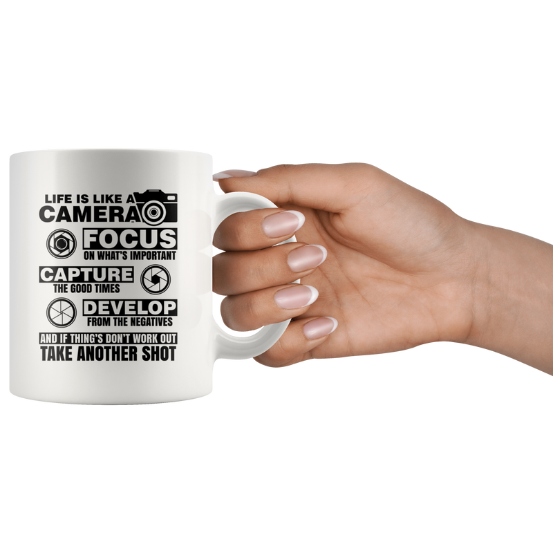 Photographer Gift Life Is Like A Camera Focus Capture Develop Appreciation Mug 11 oz.