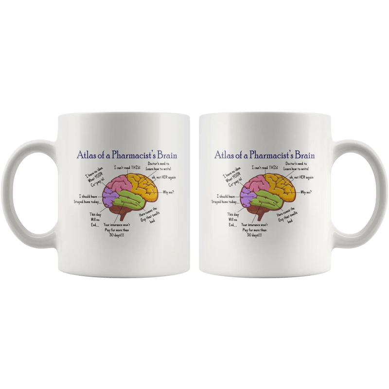 Atlas of A Pharmacist's Brain Coffee Mug 11 oz - Pharmacy Gift Mug - Panvola