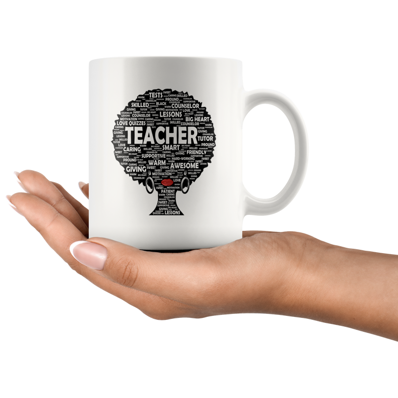 Gift for Teacher Natural Hair Afro for African American Women Mug.