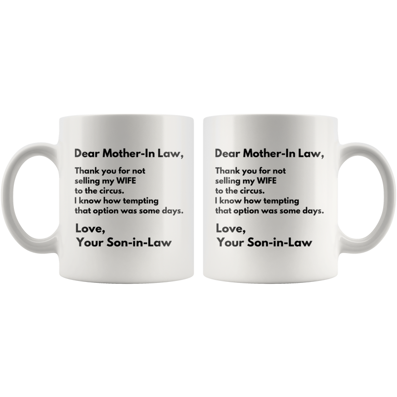 Mother-In-Law Gift - Dear Mother In Law Thank You Appreciation Presents Mug 11 oz