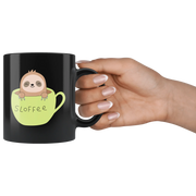 Sloth Gifts - Slofee Sloth Coffee Lover Spirit Animal Appreciation Gifts Black Mug 11 oz - Panvola