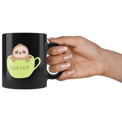 Sloth Gifts - Slofee Sloth Coffee Lover Spirit Animal Appreciation Gifts Black Mug 11 oz