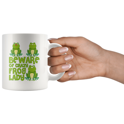 Beware Of Crazy Frog Lady Sarcastic Appreciation Gift Coffee Mug 11 oz
