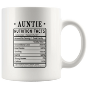Auntie Nutrition Facts Label Funny Ceramic Coffee Mug 11oz - Panvola