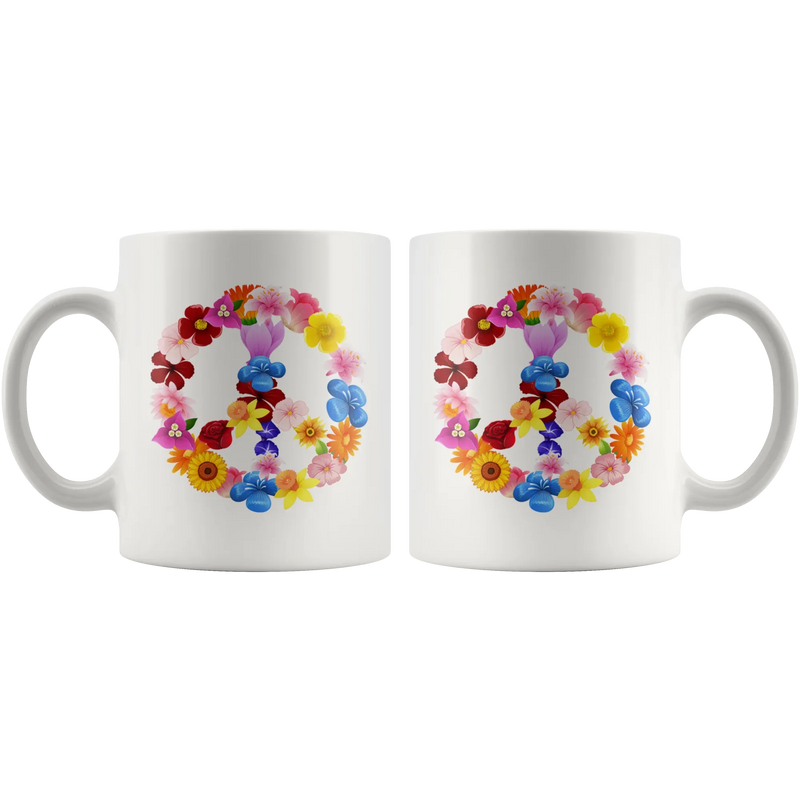 Peace Love Sign Inspiring World Peace Statement Motivational Coffee Mug 11 oz - Panvola