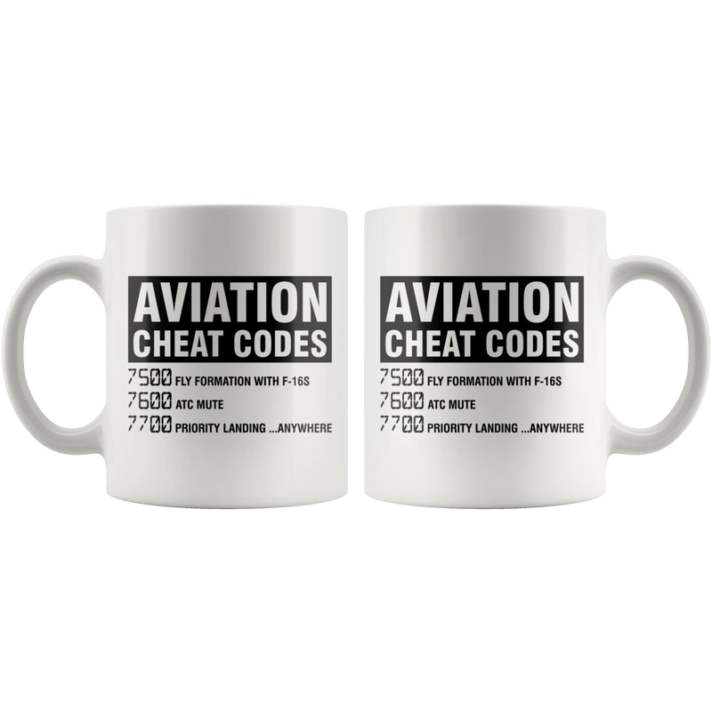 Aviation Cheat Codes Coffee Mug Funny Pilot Gift Idea 11oz - Panvola