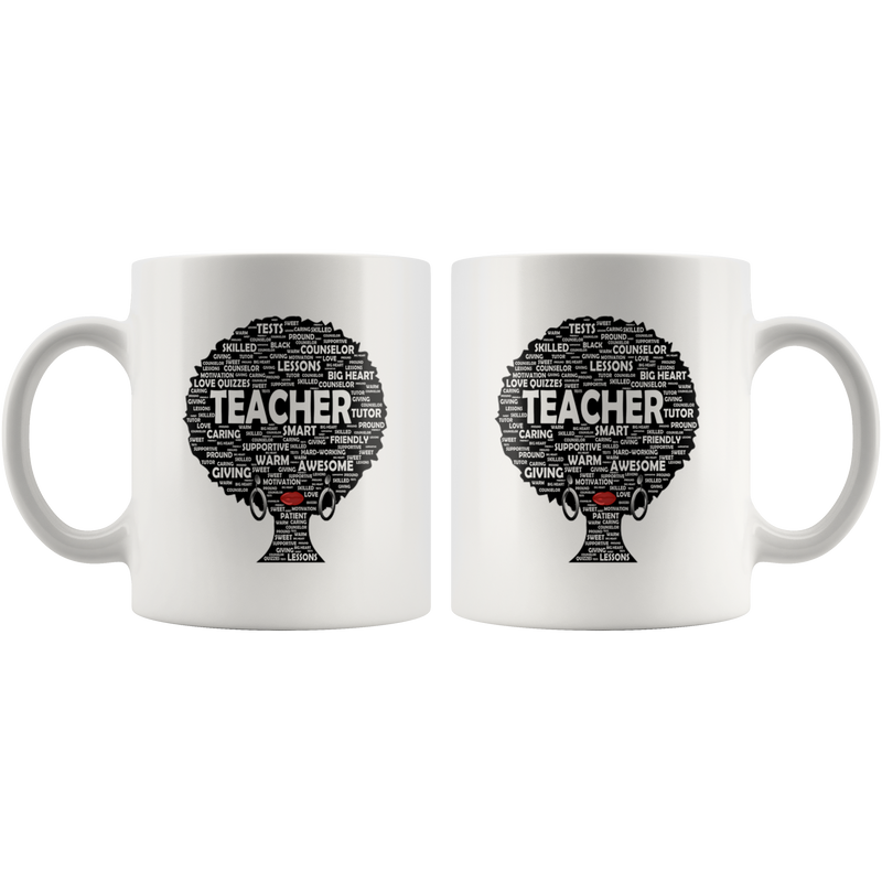 Gift for Teacher Natural Hair Afro for African American Women Mug.
