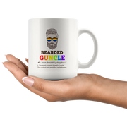 Bearded Guncle Definition Gay Uncle Beard Lover Coffee Mug White 11 oz - Panvola