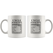 Uncle Nutrition Facts Label From Niece Nephew Funny Coffee Mug 11 oz - Panvola