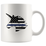 Policorn Thin Blue Line Police Flag Ceramic Mug.