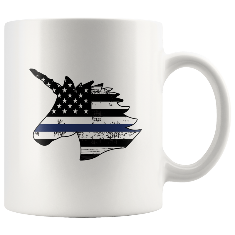 Policorn Thin Blue Line Police Flag Ceramic Mug.