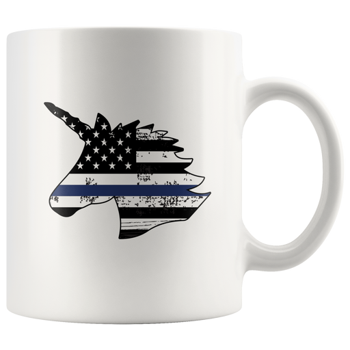 Policorn Thin Blue Line Police Flag Ceramic Mug.