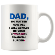 Dad No Matter How Old I Will Always Be Your Financial Burden Mug 11 oz - Panvola