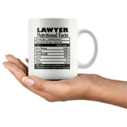 Lawyer Nutritional Facts Attorney Funny Ceramic Coffee Mug 11 oz - Panvola