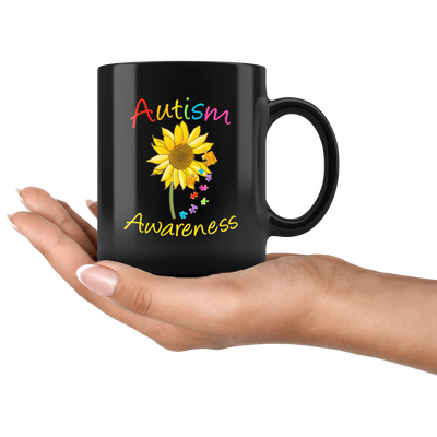 Autism Awareness Puzzle  Sunflower Gift Idea White Ceramic Mug 11 oz