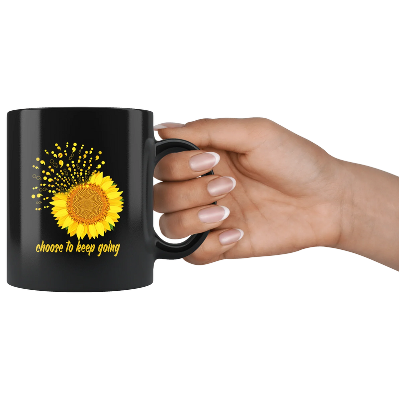 Inspiring Nature Gifts Choose To Keep Going Sunflower Black Coffee Mug 11 oz - Panvola