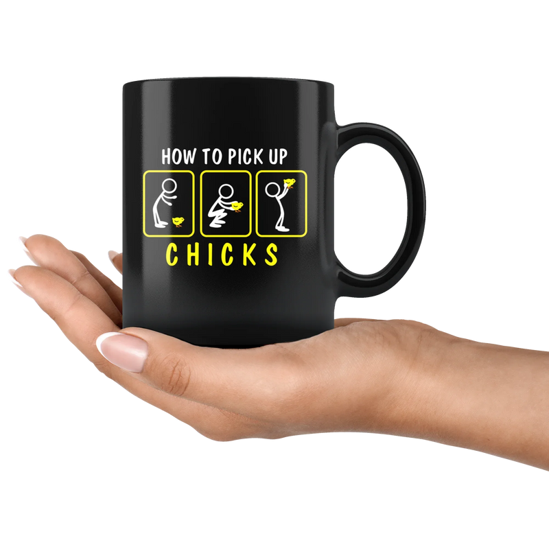 Gift For Men - How To Pick Up Chicks First Date Relationship Appreciation Coffee Mug 11 oz - Panvola