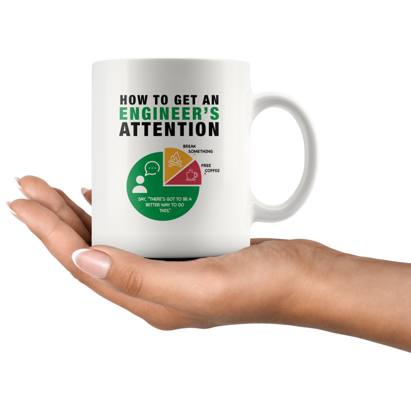 How To Get An Engineer's Attention Funny Coffee Mug For Engineering 11oz White.